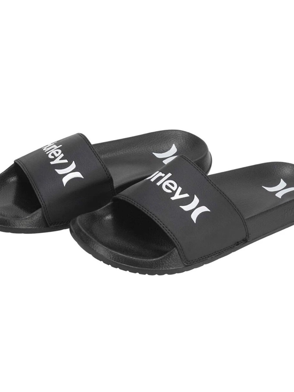 Hurley Black Slide Sandals with White Logo Size 10